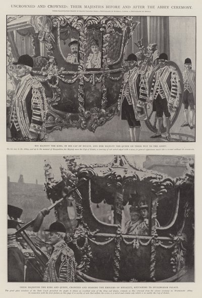Non couronnés et couronnés, Leurs Majestés avant et après la cérémonie de l